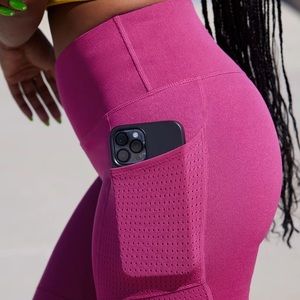 Fabletics High-Waisted Sculpknit Pocket Leggings Sz S hot pink